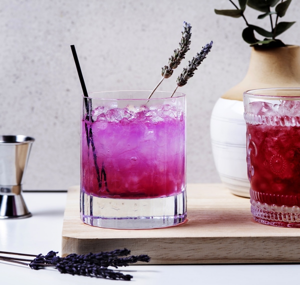 delicious pink cocktail with lavender