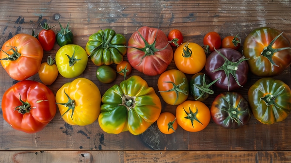 group of heirloom tomatoes