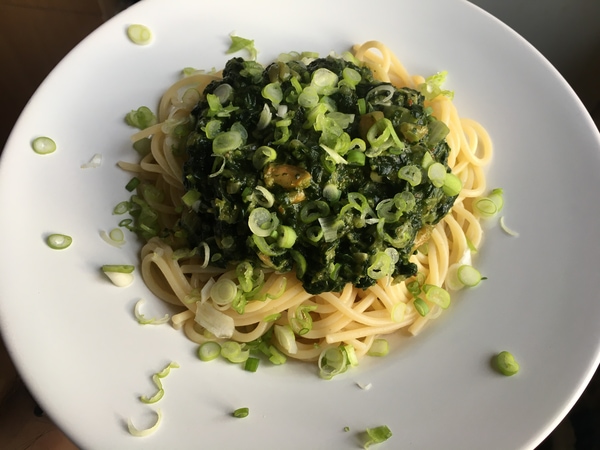 spagetti spinach gamba