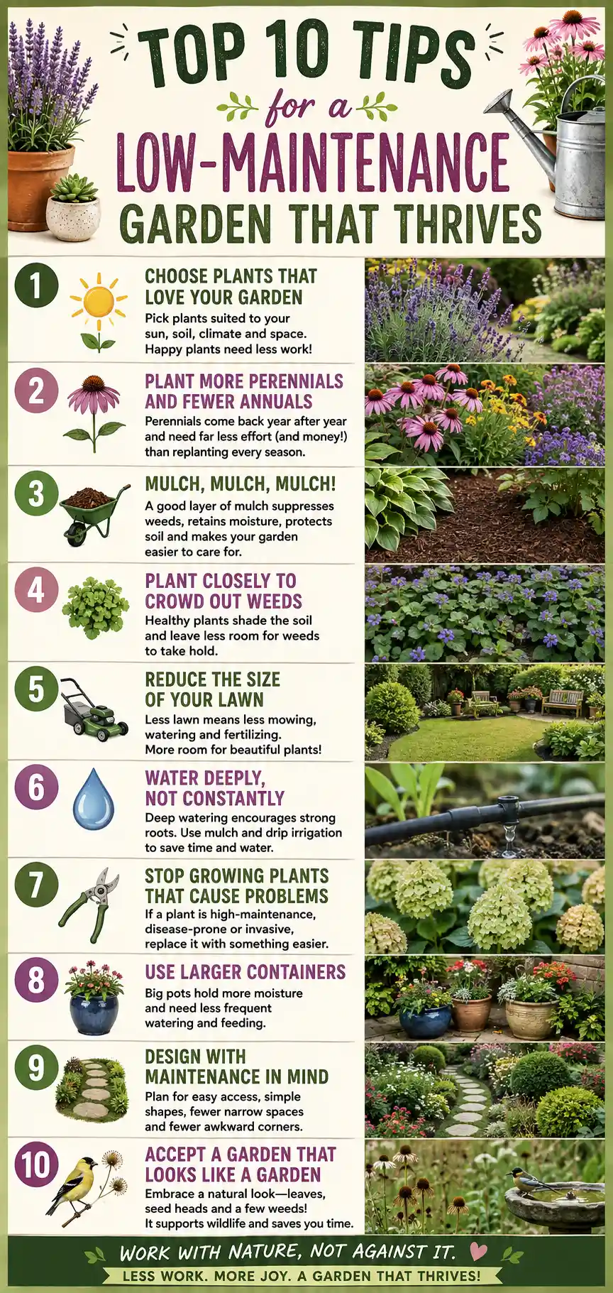 pin 10 tips low maintenance garden