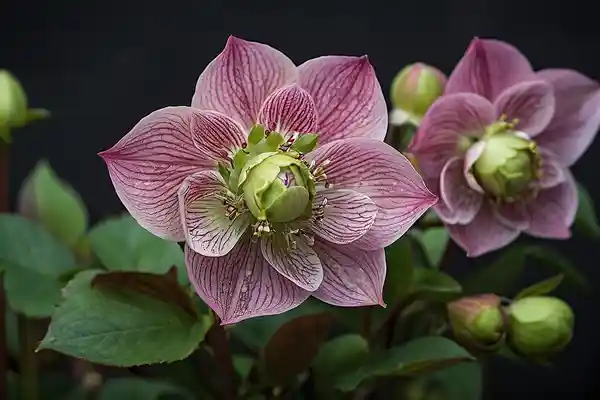 dark pink hellebores