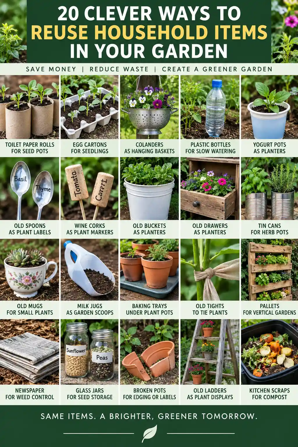 pin reuse household items in the garden